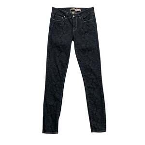 Paige Jeans Women 27 Black Denim Brocade Verdugo Jegging Low Rise Skinny *READ